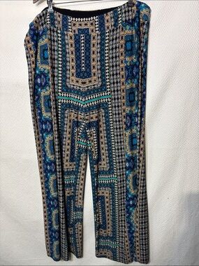 Joseph Ribkoff Sz 20 Geometric Print Pull On Wide Leg Hersey Knit Pants